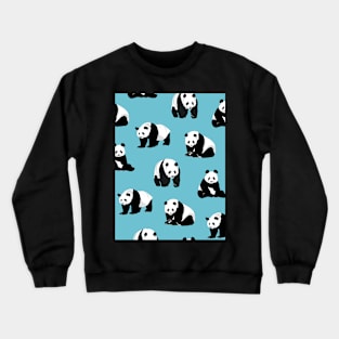 Panda Design on Blue Background Crewneck Sweatshirt